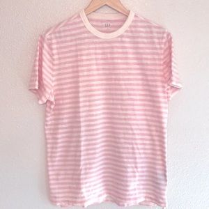 GAP slub cotton tee, striped pink and white, M